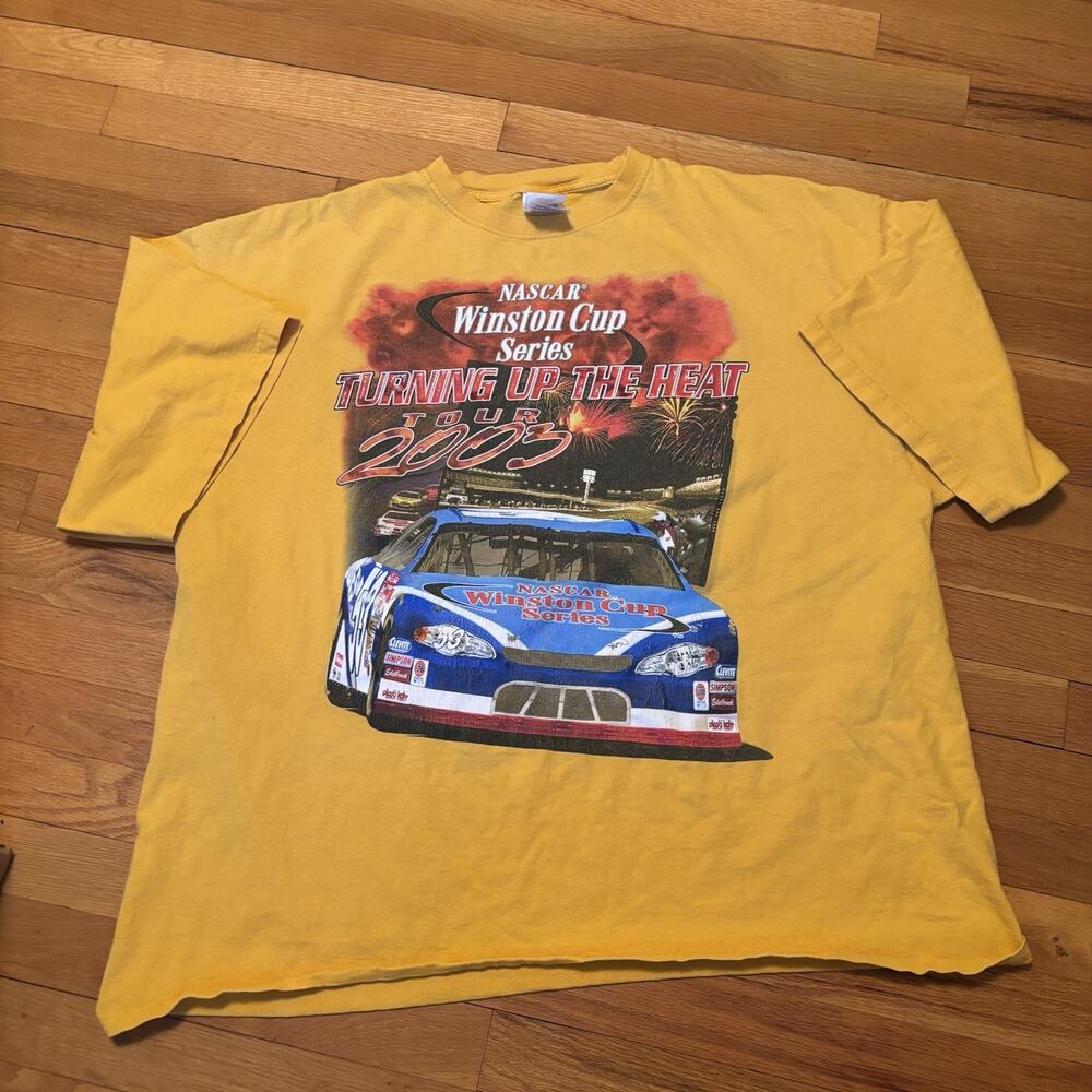 Vintage 2003 NASCAR Winston Cup Series 3XL Yellow Plus Husky Race Car Y2K